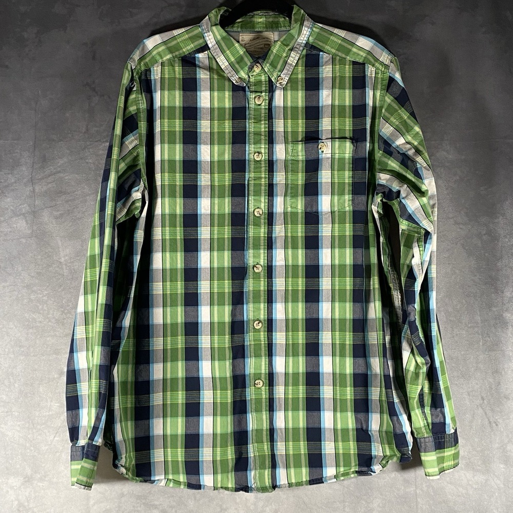 Narragansett Traders Mens Size XL Green Plaid Button‎ Up Long Sleeve Shirt